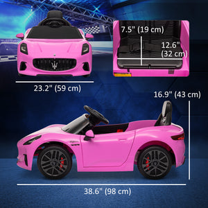 Voiture électrique pour enfants 12V Maserati Gran Turismo sous licence avec télécommande, rose