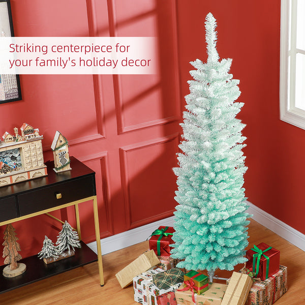 Sapin de Noël artificiel dégradé bleu de 5 pieds