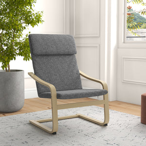 Fauteuil d’appoint rembourré avec accoudoirs et structure en bois – Gris foncé