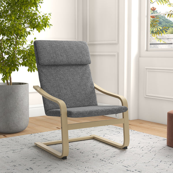 Fauteuil d’appoint rembourré avec accoudoirs et structure en bois – Gris foncé