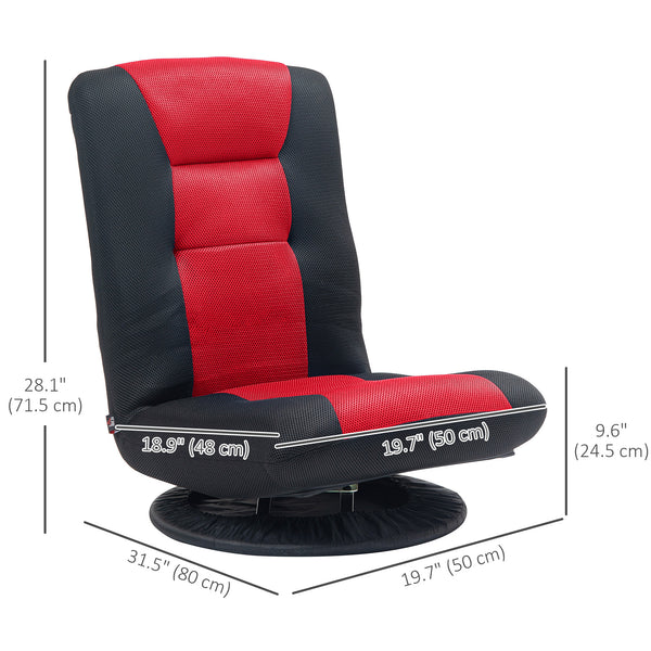 Chaise de sol pliante pivotante à 360 degrés, réglable sur 6 positions, rouge