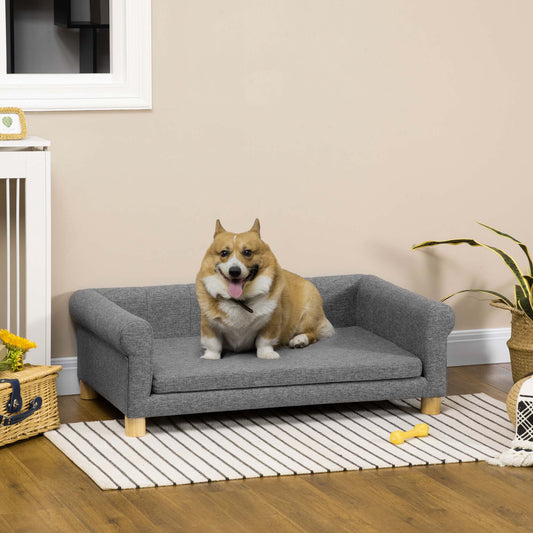 Canapé moderne pour animaux de compagnie, pour taille moyenne et grande, avec coussin amovible, gris foncé