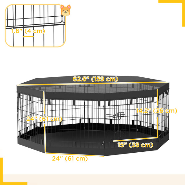 8-Panel Foldable Dog Playpen with Ground Stakes