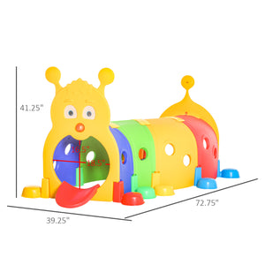 Tunnel motif chenille pour enfants de 3 à 6 ans, multicolore