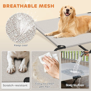 Lit surélevé pour chien avec maille respirante, beige