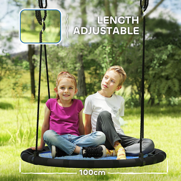 Balançoire pour enfants avec cordes de suspension réglables, bleu marine