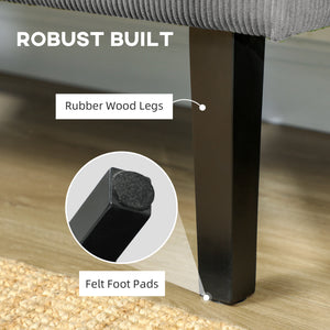 Canapé 2 places avec ports USB en velours côtelé avec pieds en bois, gris