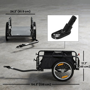 Remorque cargo pour vélo avec roues pneumatiques 16" à démontage rapide, drapeau rouge