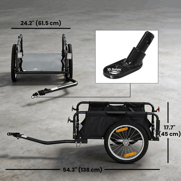Remorque cargo pour vélo avec roues pneumatiques 16" à démontage rapide, drapeau rouge