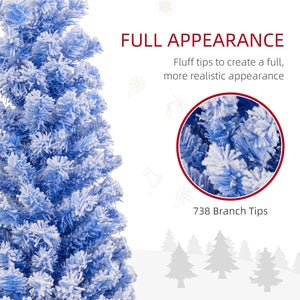 Sapin de Noël bleu givré de 7,3 pieds en forme de crayon