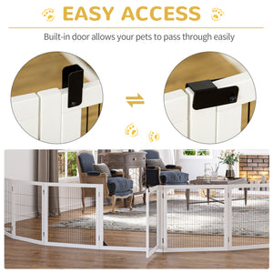 Barrière en bois autoportante avec 2 pieds de support, blanche