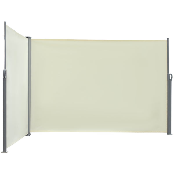 Mur d'intimité extérieur double et rétractable, blanc crème