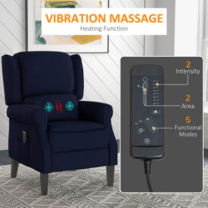 Fauteuil de massage inclinable à dossier relevable, bleu