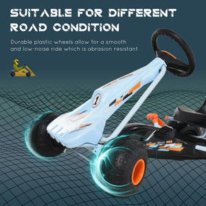 Kart à pédales pour enfants à 4 roues, style mignon avec siège réglable, frein à main et levier de vitesse, pour garçons et filles de 3 à 6 ans