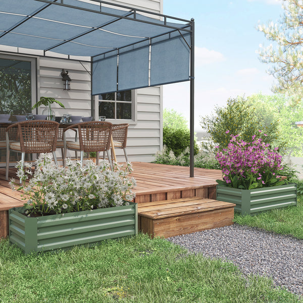 Ensemble de 2 jardinières surélevées en acier, vertes