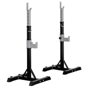 Support à barre réglable pour squat et développé couché, ensemble de 2 – Noir