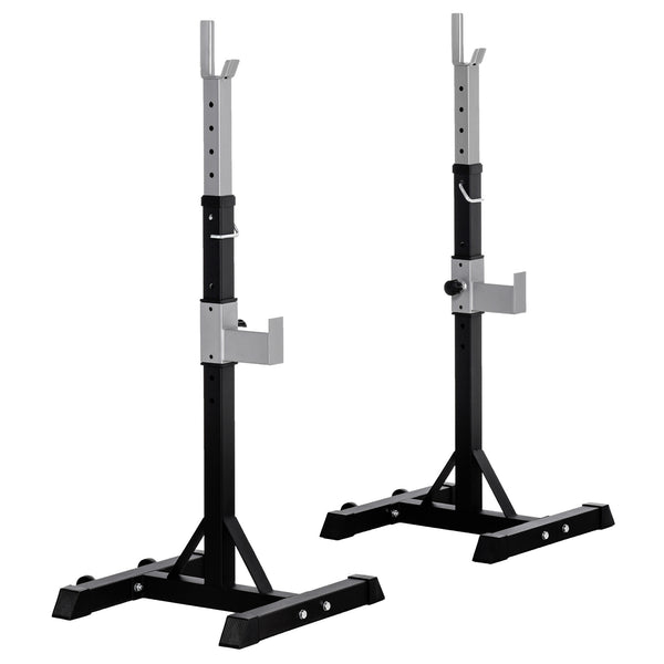 Support à barre réglable pour squat et développé couché, ensemble de 2 – Noir