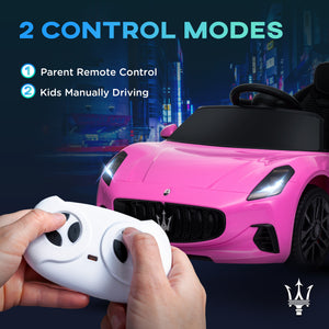 Voiture électrique pour enfants 12V Maserati Gran Turismo sous licence avec télécommande, rose