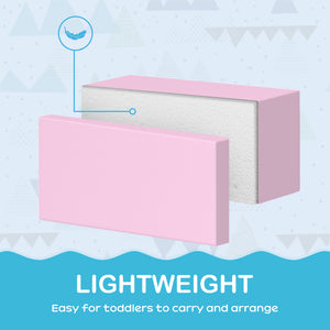 Lot de 7 blocs d'escalade en mousse souple modulaires pour enfants, rose/mauve