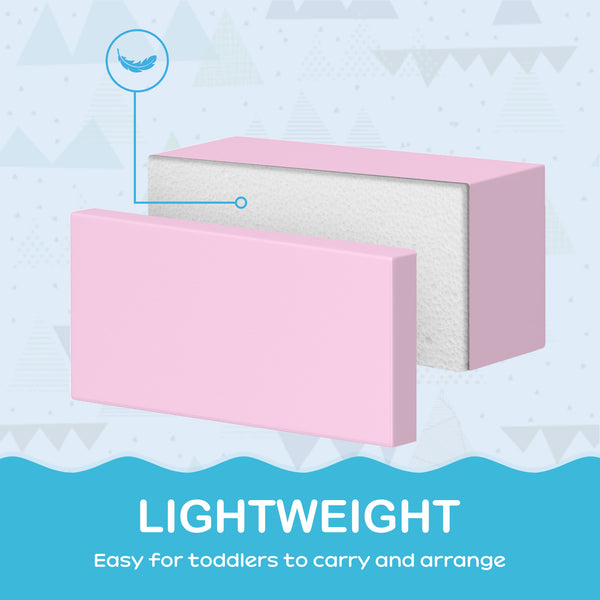 Lot de 7 blocs d'escalade en mousse souple modulaires pour enfants, rose/mauve