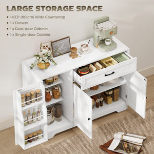 44" Modern Kitchen Storage Cabinet with Drawer, Adjustable Shelves, Small Kitchen Pantry with Door Racks, White