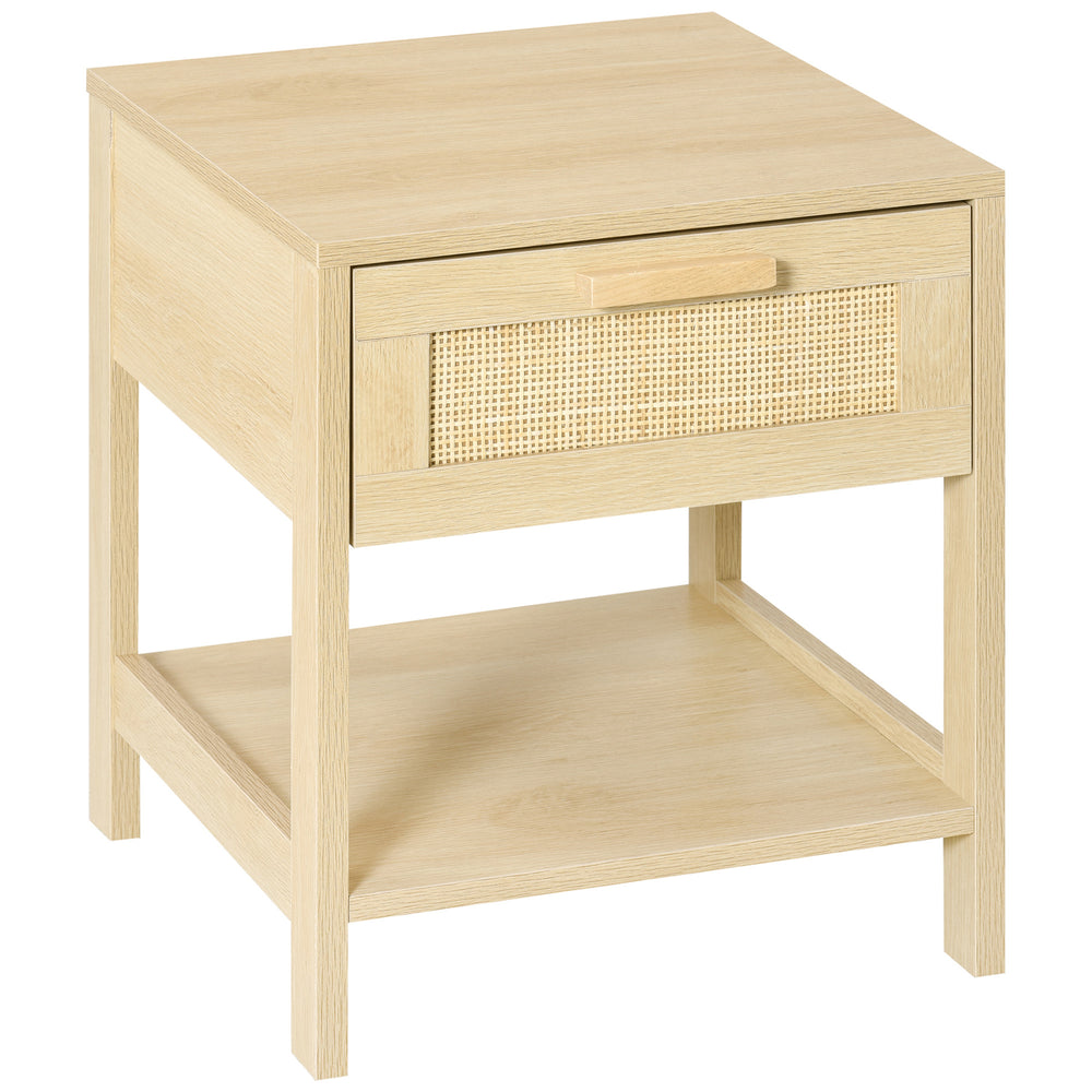 Table de chevet étroite avec éléments en rotin