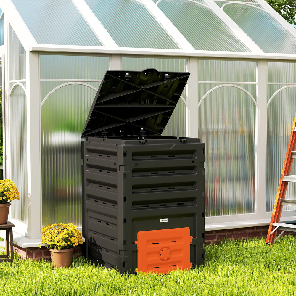 Composteur extérieur 450 L avec système d’aération, (120 gallons), orange