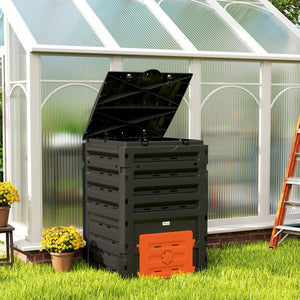 Composteur extérieur 450 L avec système d’aération, (120 gallons), orange