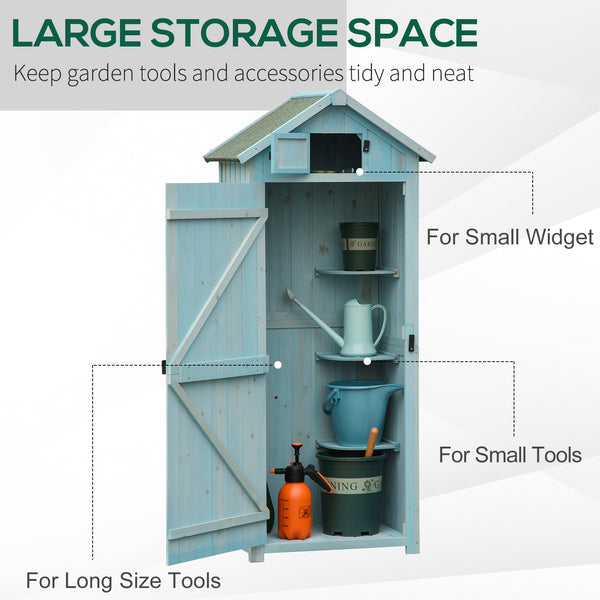 Abri de jardin extérieur pour outils et accessoires, avec 3 étagères, bleu