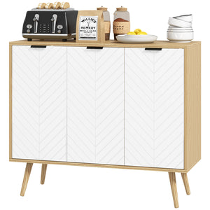 Buffet moderne avec étagères réglables et 3 portes, naturel