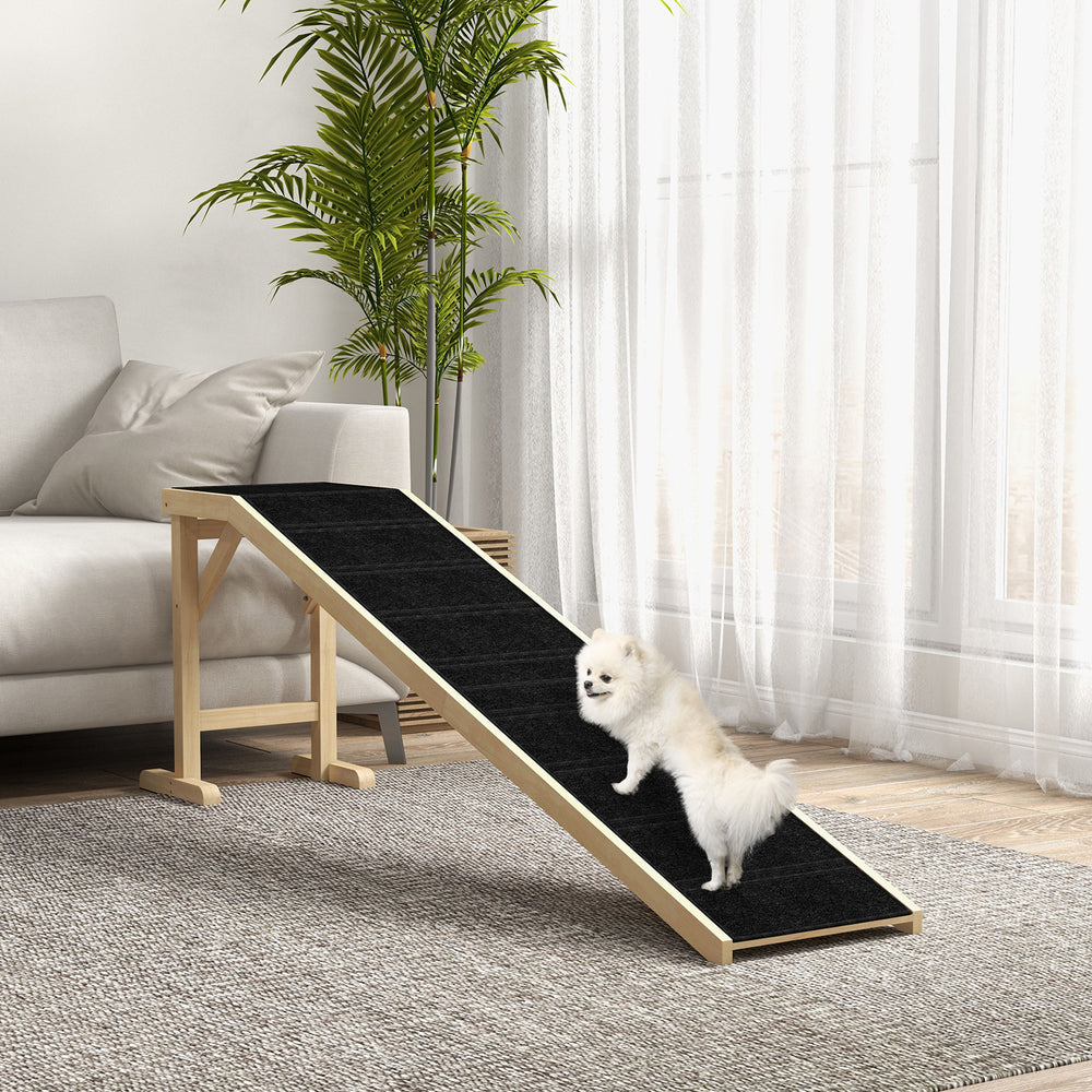 Pet Ramp Bed Steps for Dogs Cats Non-slip Carpet 74"L x 16"W x 25"H Natural