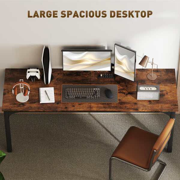 Desk with metal legs, rustic brown