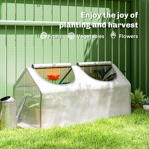 Portable mini tunnel greenhouse with 2 windows