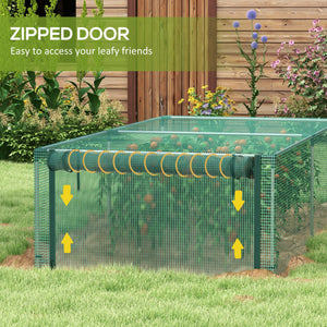 Protective plant cage with roll-up zippered door