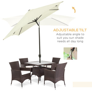 Parasol de jardin rectangulaire inclinable en aluminium 2 x 3 m, parasol de jardin, parasol d'extérieur avec manivelle, blanc crème