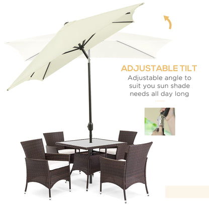 Outsunny 2 x 3 m Rectangular Tilting Aluminum Garden Parasol, Garden Umbrella, Outdoor Parasol with Crank, Cream White