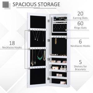 Armoire à bijoux avec miroir pleine longueur, blanc