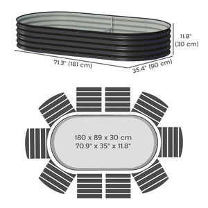 Jardinière d'extérieur surélevée galvanisée avec tuteur en métal, noire