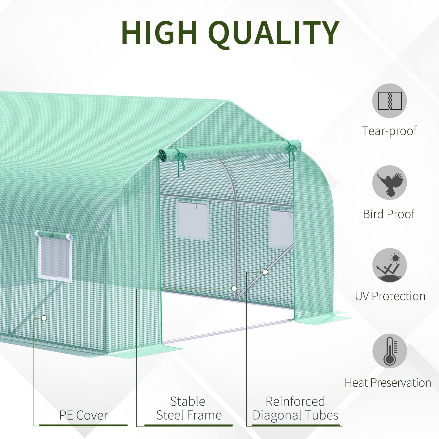 Outsunny Outdoor Greenhouse, Walk-in Greenhouse, Portable Greenhouse, Greenhouse for Garden Plants, Flowers and Seeds, with Premium Steel Frame 4.7