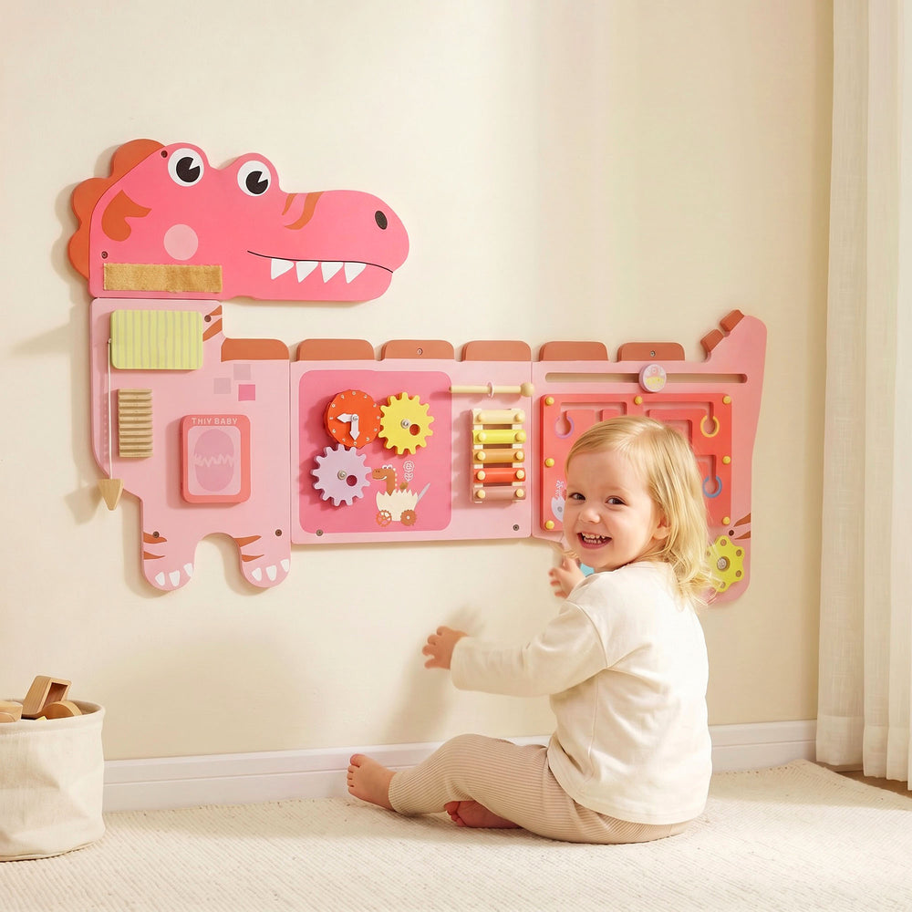 Panneau d’activités mural dinosaure rose, 2 ans et plus