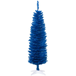 Sapin de Noël artificiel bleu mince de 5 pieds