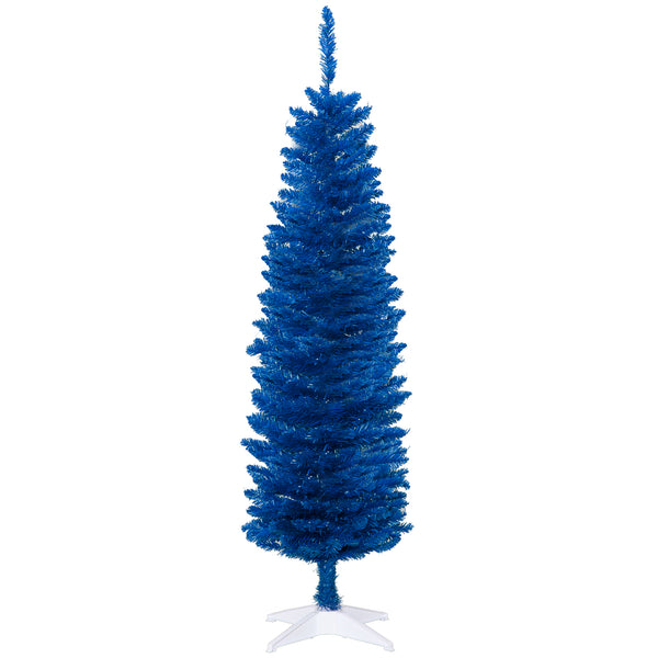 Sapin de Noël artificiel bleu mince de 5 pieds
