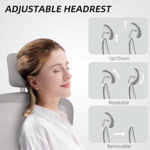 Ergonomic mesh office chair with lumbar support, grey