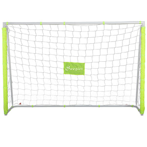 Soozier 6ft x 4ft Soccer Goal Net with Metal Frame, PE Mesh, Ground Stakes, Easy Assembly, Yellow