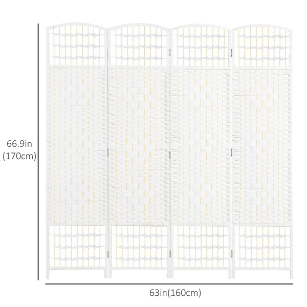 Cloison de séparation pliable à 4 panneaux en fibre ondulée, blanc