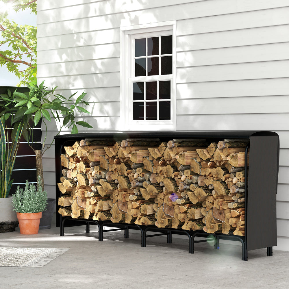 8ft Outdoor Log Rack with Cover