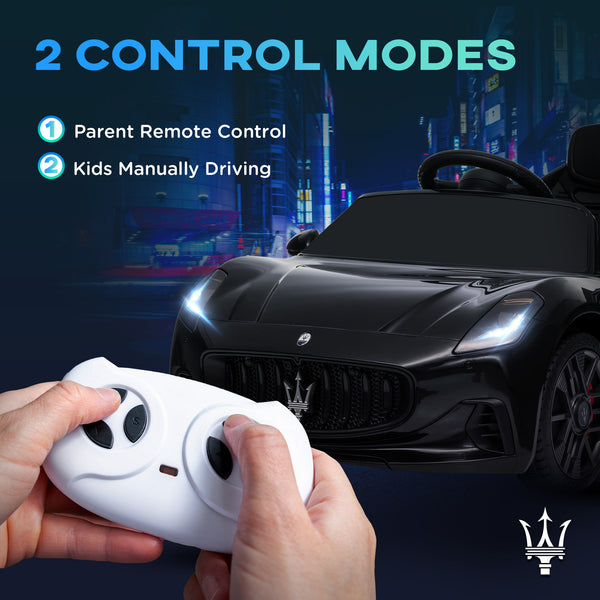 Voiture électrique pour enfants 12V Maserati Gran Turismo sous licence avec télécommande, noir