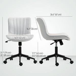 Chaise de bureau sans accoudoirs pivotante à 360°, hauteur et inclinaison réglables, blanc crème