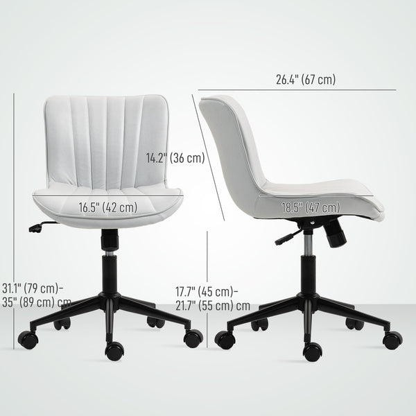 Chaise de bureau sans accoudoirs pivotante à 360°, hauteur et inclinaison réglables, blanc crème