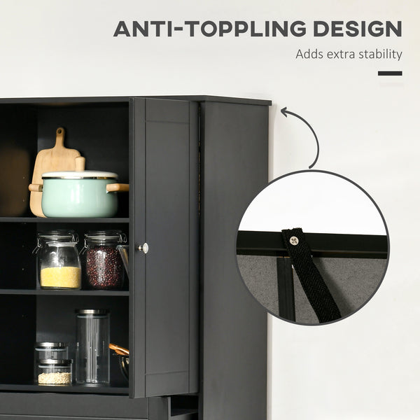 Meuble de rangement moderne avec 4 portes et 3 étagères réglables, noir